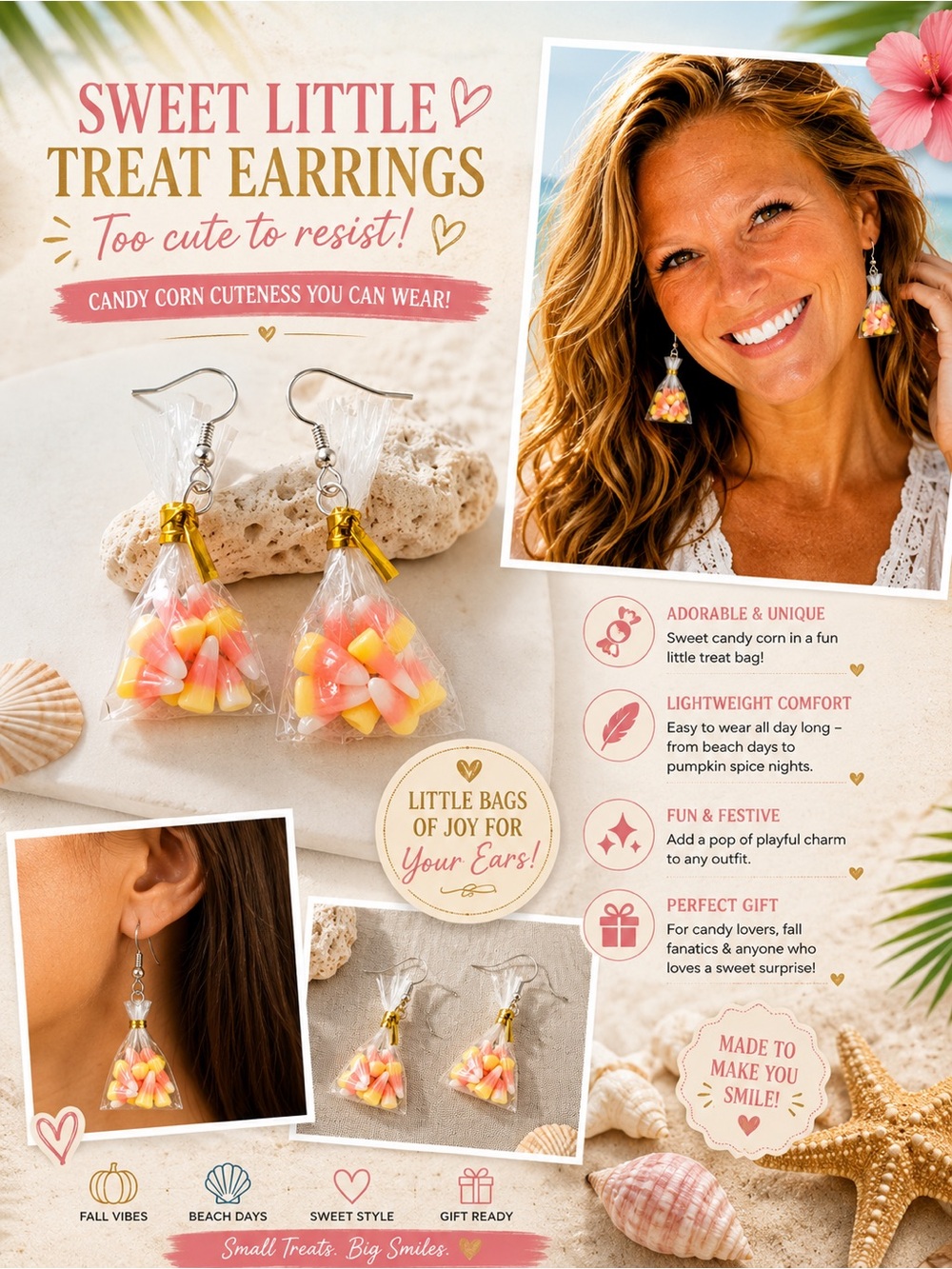 Sweet Treat Candy Corn Earrings in Bag